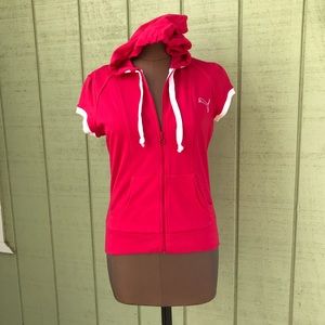 Puma Pink Athletic Sport Zip Hoodie Shirt